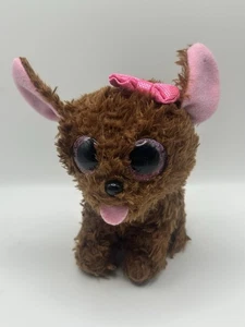 Ty Beanie Boos Maddie Hund Plüsch - brauner Welpe mit rosa Schleife und glitzernden Augen - Bild 1 von 10