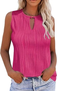 Womens Pink Tank Top Size Medium M Keyhole Neck Sleeveless Blouse Zeagoo Tops - Picture 1 of 4