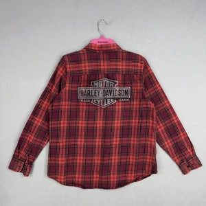 Camicia Harley Davidson donna XL rossa nera quadri flanella manica lunga biker equitazione - Foto 1 di 12