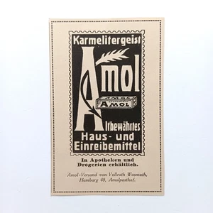 1926 Amol Karmelitergeist Wasmuth Hamburg Werbung Reklame Advertising - Picture 1 of 1
