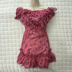 MAJORELLE Women Dress XXS Pink Floral Mini Grace Ruffle Chiffon Feminine Romance - Foto 1 di 11