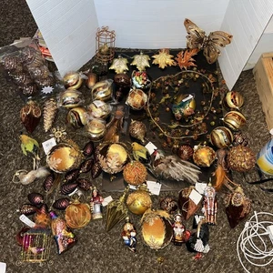 Huge Fall Ornaments Decor Lot - 71 Pieces Thanksgiving, Many New With Tags - Picture 1 of 15