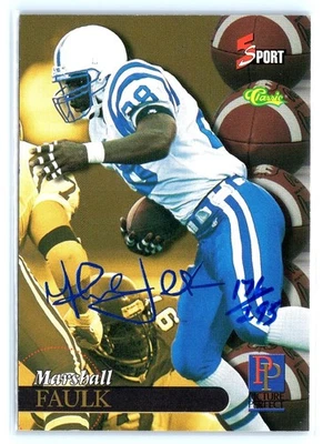 1995 - 96 经典五项体育签名 #S94 Marshall Faulk 蓝色签名 #/295 — 第 1/2 张图片