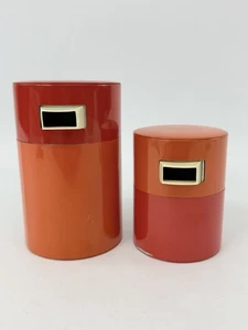 VTG Set of 2 Retro Coffee Sugar & Powder Creamer Tin Containers Automatic Spout - Picture 1 of 16
