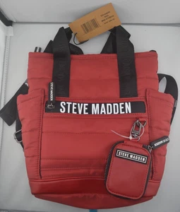 BOLSO MOCHILA ACOLCHADO ROJO STEVE MADDEN NUEVO CON ETIQUETAS VENTA AL POR MENOR $88 DÓLARES - Imagen 1 de 8