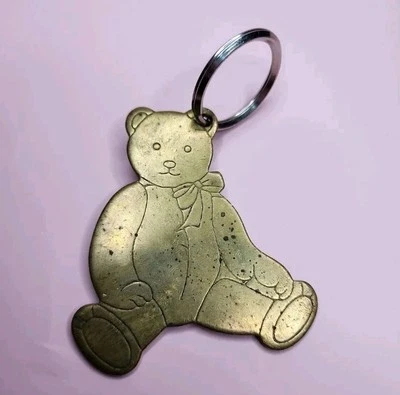 Винтажный Gordon Fraser плюшевый медведь брелок твердого латуни надпись милое животное  - Изображение 1 из 4