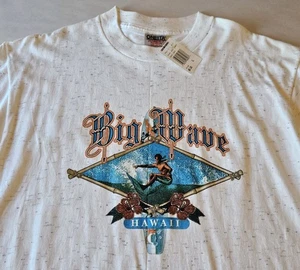 Vintage Big Wave Hawaii Surfing Graphic T-Shirt Mens Large Single Stitch w/ Tags - Picture 1 of 7