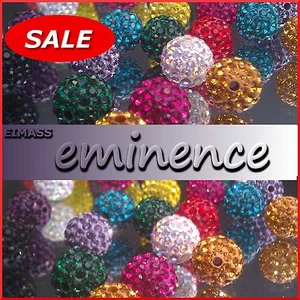 10MM SHAMBALLA RHINESTONE CRYSTAL CLAY PAVE DISCO BALLS - ROUND BRACELET BEADS - Picture 1 of 15