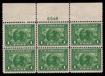 MOMEN: US STAMPS #397 PLATE BLOCK OF 6 MINT OG 6NH VF LOT #93037 - Image 1 of 2