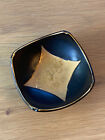 Vintage Mid Century Modern Gold Black Ceramic 3" Footed Trinket Saki Bowl Dish