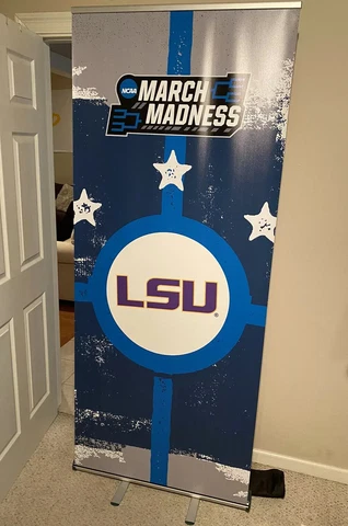 LSU Tigers March Madness Collapsible Banner Standing Geaux NCAA Purple Good 1 2 Cover