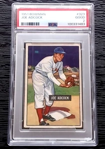 1951 BOWMAN JOE ADCOCK ROOKIE BASEBALL CARD #323 **NICE CENTERING** PSA 2 GOOD - Picture 1 of 5