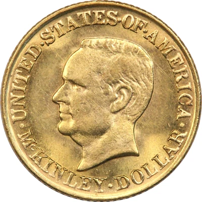 1917 McKinley Commemorative Gold Dollar $1 Coin, Uncirculated BU Lightly Cleaned - Image 1 of 2