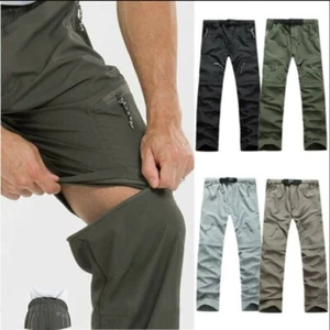Mens Cargo Combat Work Pants Zip Off Detachable Walking Hiking Trousers Bottoms - Picture 1 of 14