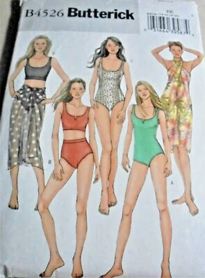 Butterick B4526 Pattern Misses Swimsuit & Wrap-Sizes 14,16,18,20-New/FF - Image 1 of 3