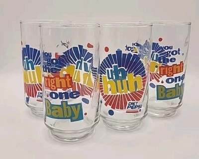 Set of 4 Diet Pepsi 5" Tumbler Glasses "You Got The Right One Baby" - Uh-Huh - Image 1 of 4