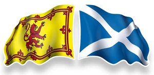Large Scotland Waving Rampant Lion & Saltire Flag stickers car van lorry laptop - Picture 1 of 1