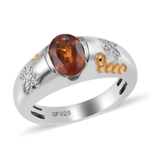 GP Garden Collection Hessonite Garnet Multi Gem Ring Vermeil YG &Platinum Plated - Picture 1 of 6