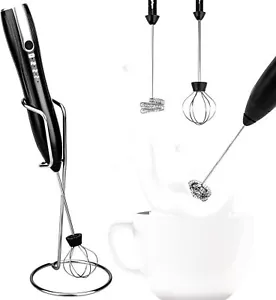 Máquina de espuma portátil Milk Frothier con 2 cabezales recargable 3 velocidades negra - Imagen 1 de 7