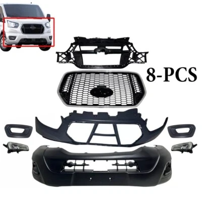 Fits 2021-2023 Ford Transit Front Bumper Upper Lower Cover Grille Fog Light Lamp Foto 1 de 4