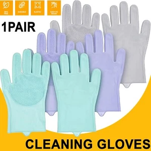 Silicone Rubber Dish Cleaning Brush Magic Gloves Kitchen Scrubber Washing Comb - Picture 1 of 12