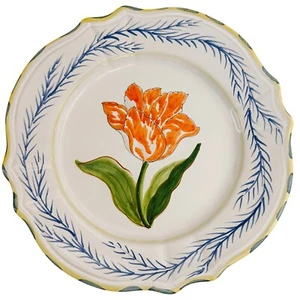 Italian Majolica Hand-Decorated Tulip Plate 8.5" - Picture 1 of 4
