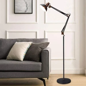 Metal Black Floor Lamp Adjustable Architect Swing Arm Industrial Standing Lamp - Picture 1 of 9