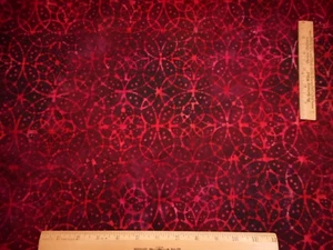 Batik Fabric By The Half-Yard Red on Dk Maroon Shades Hoffman Premium Cotton #B - Picture 1 of 2