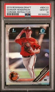 2019 BOWMAN DRAFT CHROME GUNNAR HENDERSON 1ST BOWMAN REFRACTOR PSA 10 GEM MINT - Picture 1 of 1