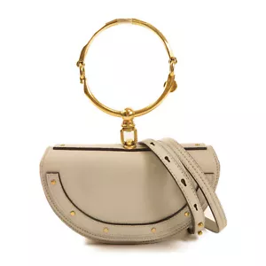 CHLOE GHW Small Nile Bag 2 way Shoulder Bag Calfskin Leather Gray - Picture 1 of 19