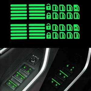 2pcs Car Window Glow Switch Button Sticker Door Night Luminous Decal Accessories - Imagen 1 de 14