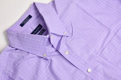 Светло-фиолетовая/белая клетчатая рубашка с воротником на пуговицах G.H.Bass & Co размер: XL - Изображение 1 из 4
