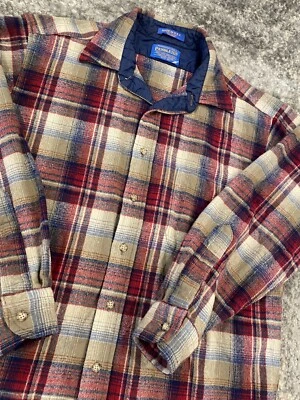 Camisa de franela de lana virgen Pendleton vintage para hombre grande roja azul cálida Foto 1 de 4