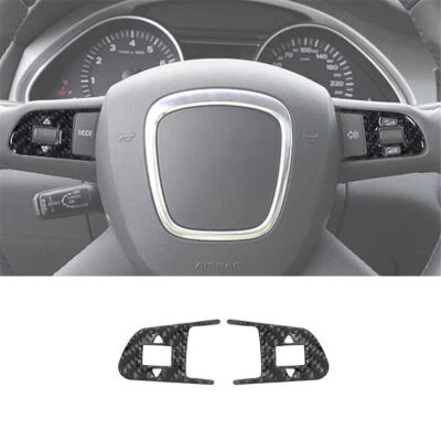 Cubierta de botones de volante interior de fibra de carbono para Audi Q7 2007-2015 2 piezas Foto 1 de 4