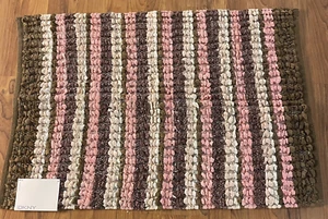 DKNY Woven Brown & Pink Bath Rug Mat Brown & Pink Stripes 24" x 36" 100% Cotton - Picture 1 of 18
