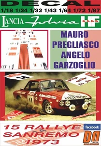 DECAL LANCIA FULVIA HF M.PREGLIASCO R.SANREMO 1973 7th (08) - Picture 1 of 1