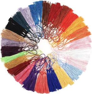DIYASY 100 Pcs Bookmark Tassels,5 Inch Handmade Tassel 25 Colors Floss Tassels - Picture 1 of 7