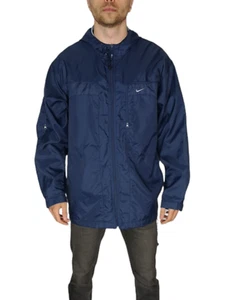 Y2K Nike Shell Jacke Größe M in dunkelblau Herren mit Kapuze leicht - Bild 1 von 4