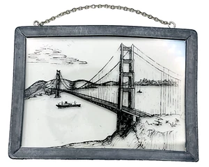 Golden Gate Bridge Glass Framed Art Ornament Wall Art - Picture 1 of 7