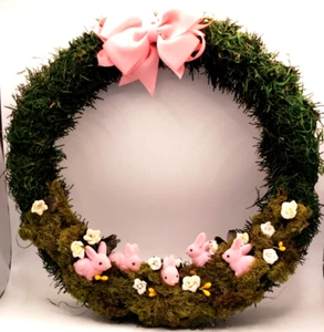 Rebel Deb Original Handmade Easter Wreath with 5 Baby Bunnies 12" - Picture 1 of 3