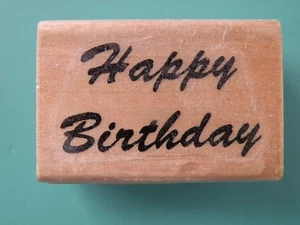 Happy Birthday Greeting Phrase STAMP CABANA Rubber Stamp - Picture 1 of 2