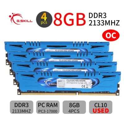 G.Skill Ares 32GB 4x 8GB DDR3 OC 2133MHz PC3-17000U Gaming Desktop Memory RAM AB - Image 1 of 4