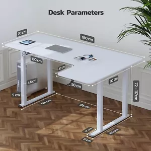 180 x 110cm Höhenverstellbarer Schreibtisch Elektrisch Stehtisch PC-Schreibtisch - Bild 1 von 8