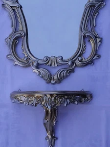 Set M or Argent Miroir Mural + Depose Console Murale 50X76 Antique Baroque - Bild 1 von 9