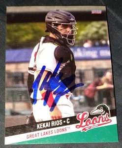 Kekai Rios Signed 2022 Great Lakes Loons Auto Card Los Angeles Dodgers - Picture 1 of 1