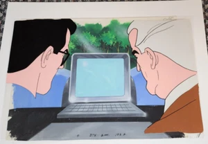 SUPERMAN AQUAMAN HOUR PRODUCTION ANIMATION CEL OF CLARK KENT & PERRY WHITE OBG - Picture 1 of 1