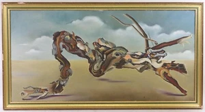 Surrealismus Komposition Ölgemälde unsigniert Frankreich datiert 1964 (BG1650) - Bild 1 von 19