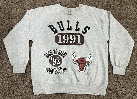 Vintage Chicago Bulls Sweatshirt Long Gone Series All Over Print USA LARGE Rare! Cover