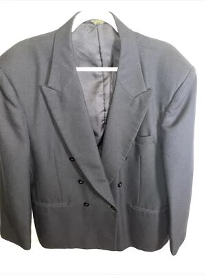 John Henry Mens Suit Jacket Size 44R Black Double Breasted Polyester Blend - Image 1 of 4