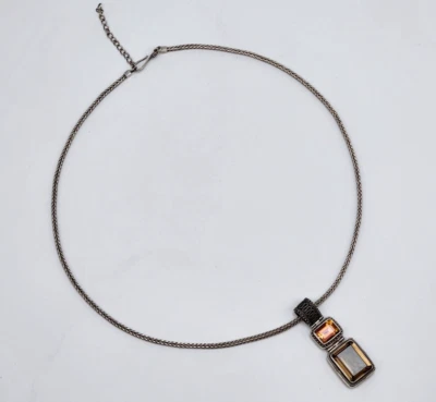 Collar colgante vintage de cuarzo ahumado de plata esterlina Lori Bonn de 19,5"" Foto 1 de 4